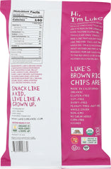 LUKE'S ORGANIC: Brown Rice Chips Himalayan Pink Sea Salt, 5 oz