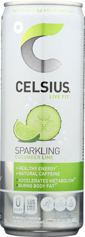 CELSIUS: Beverage Sparkling Cucumber Lime, 12 oz