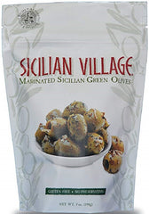 SICILIAN VILLAGE: Olives Green Marinated, 7 oz