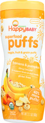 HAPPY BABY: Organic Puffs Banana & Pumpkin, 2.1 oz