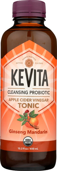 KEVITA: Organic Cleansing Probiotic Apple Cider Vinegar Tonic Ginseng Mandarin, 15.2 oz