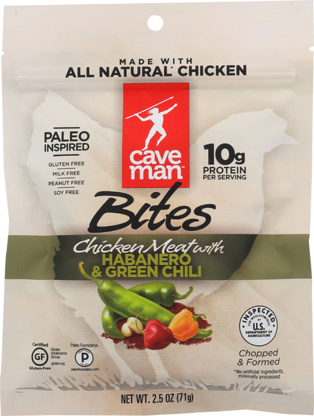 CAVEMAN FOODS: Bites Chicken Meat With Habanero And Green Chili 2.5 Oz