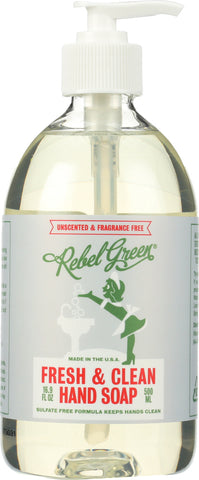 REBEL GREEN: Fresh & Clean Hand Soap Unscented, 16.9 oz