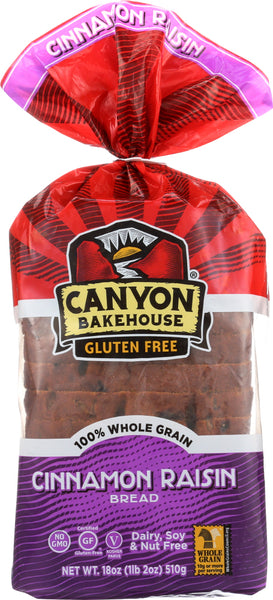 CANYON BAKEHOUSE: Cinnamon Raisin Bread Gluten Free, 18 oz