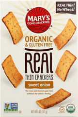 MARYS GONE CRACKERS: Organic Real Thin Crackers Gluten Free Sweet Onion, 5 oz