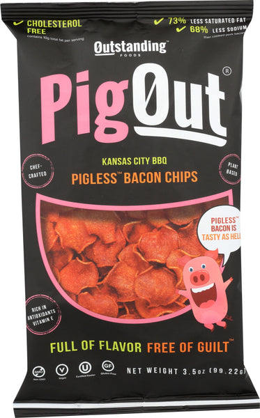 OUTSTANDING FOODS INC: Kansas City Bbq Pigless Bacon Chips, 3.5 oz