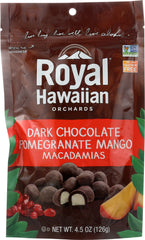 ROYAL HAWAIIAN ORCHARDS: Dark Chocolate Pomegranate Mango Macadamia Nuts, 4.5 oz