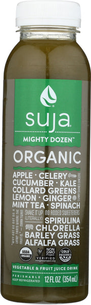 SUJA: Essentials Organic Fruit & Vegetable Juice Smoothie Mighty Greens, 12 oz