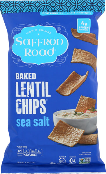 SAFFRON ROAD: Sea Salt Baked Lentil Chips, 4 oz