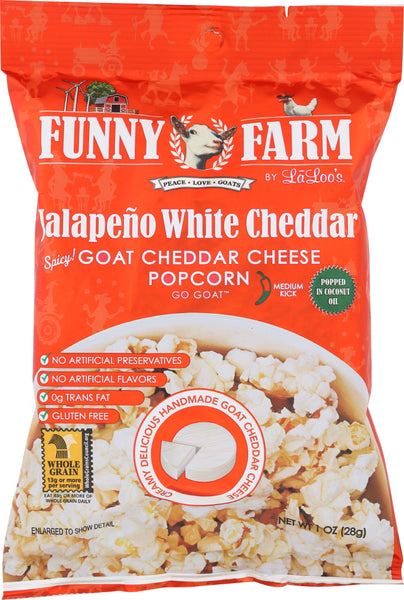 FUNNY FARMS: Jalapeño White Cheddar Popcorn, 1 oz