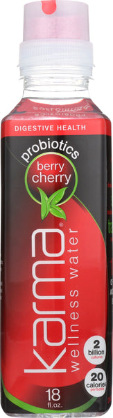 KARMA WELLNESS WATER: Probiotic Berry Cherry Beverage, 18 oz