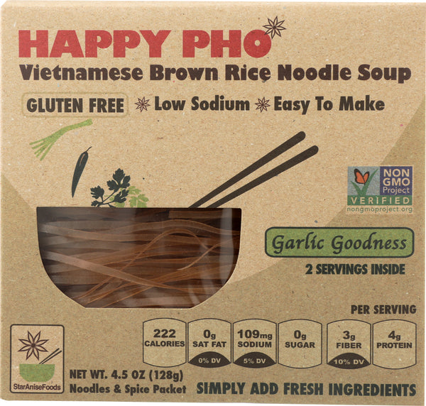 STAR ANISE FOODS: Happy Pho Vietnamese Brown Rice Noodle Soup Garlic Goodness, 4.5 Oz