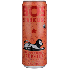 BOS: Unsweetened Sparkling Tea White Peach & Elderflower, 12 fl oz