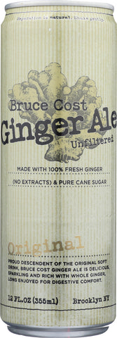 BRUCE COST GINGER ALE: Ginger Ale Unfiltered Original Can, 12 oz