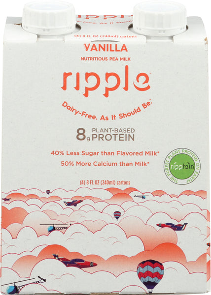 RIPPLE: Plant Based Pea Milk Vanilla 4 Pack, 32 fl oz