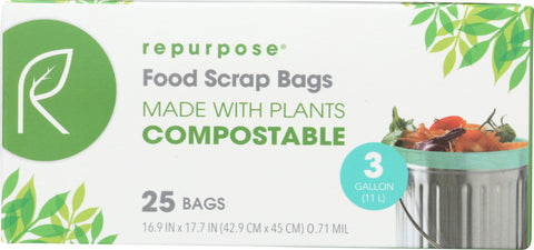REPURPOSE: Compostable Food Scrap Bags 3gal, 25 ea
