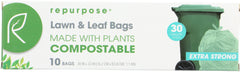 REPURPOSE: Compostable Extra Strong Lawn & Leaf Bags 30gal, 10 ea