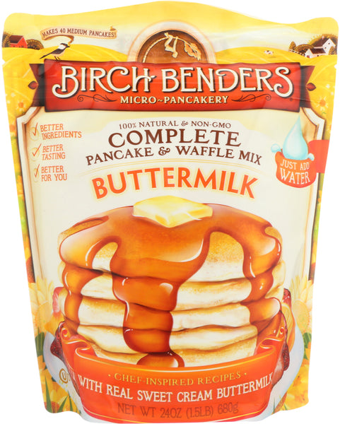 BIRCH BENDERS: Pancake Waffle Mix Buttermilk, 24 oz