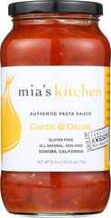 MIA'S KITCHEN: Authentic Pasta Sauce Garlic & Onion, 25.5 oz