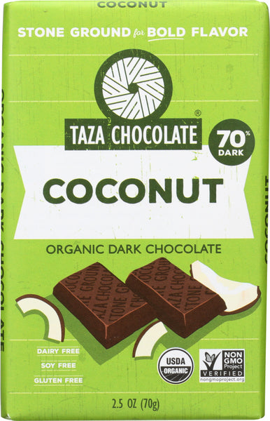 TAZA CHOCOLATE: Amaze Coconut Dark Chocolate Bar, 2.5 oz