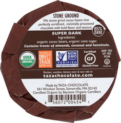 TAZA CHOCOLATE: 85% Super Dark Chocolate Disc, 2.7 oz