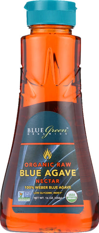 BLUE GREEN ORGANICS: Agave Blue Nectar Raw, 16 oz