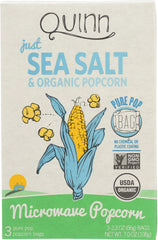 QUINN: Popcorn Just Sea Salt Microwave Popcorn 3x2.3oz Bags, 7 oz