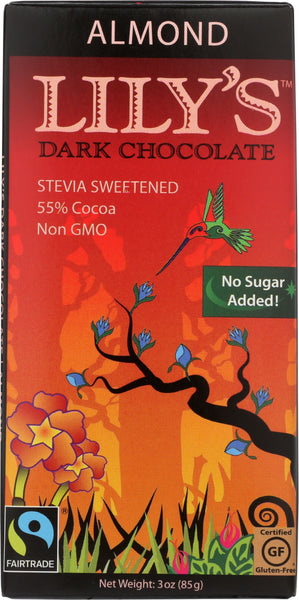 LILY'S: Dark Chocolate with Stevia Almond, 3 oz