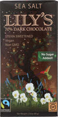 LILYS SWEETS: 70% Extra Dark Chocolate Bar, 2.8 oz