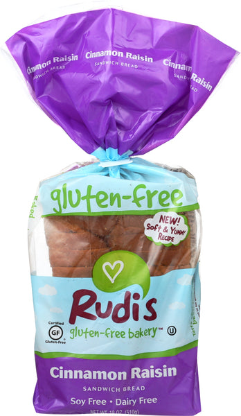 RUDIS: Gluten-Free Bakery Cinnamon Raisin Sandwich Bread, 18 oz