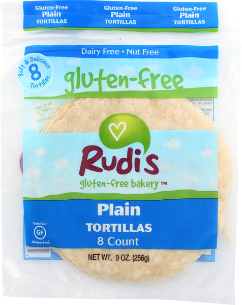 RUDI'S: Gluten-Free Bakery Plain Tortillas 8 Count, 9 oz