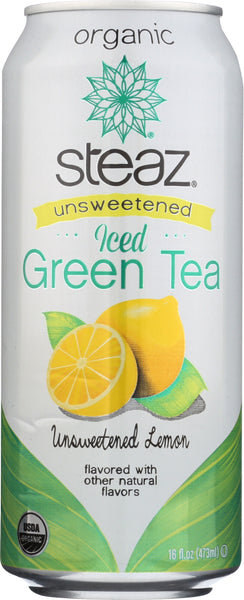 STEAZ: Organic Iced Green Tea Unsweetened with Lemon, 16 oz