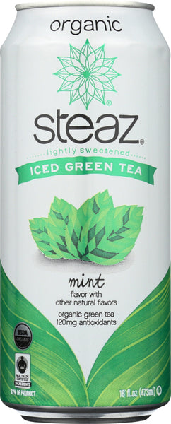 STEAZ: Organic Iced Green Tea Mint Lightly Sweetened, 16 oz