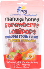 PRI: Lollipop Manuka Honey Strawberry, 12 ct