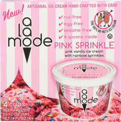 A LA MODE: Ice Cream Cups Pink Sprinkle 4 cups, 14 oz