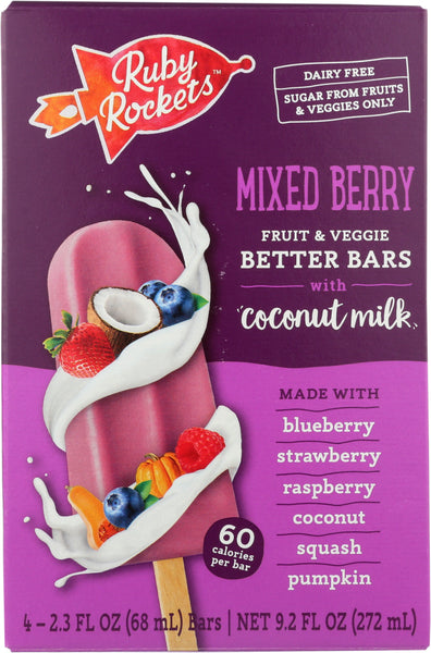 RUBYS ROCKETS: Frozen Dessert Bar Mixed Berry, 9.2 oz