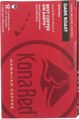 KONA RED: Single Serve Kona Blend Coffee Dark Roast, 12 ea