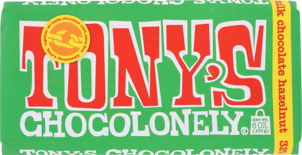 TONYS CHOCOLONEY: Bar Chocolate Milk Hazelnut, 6 oz