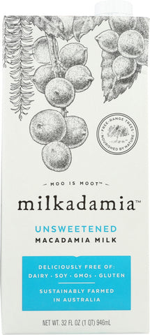 MILKADAMIA: Unsweetened Macadamia Milk, 32 fo