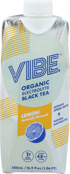 VIBE X: Ready to Drink Organic Electrolyte Black Tea Lemon, 16.9 fl oz