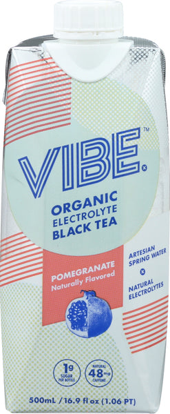 VIBE X: Ready to Drink Organic Electrolyte Black Tea Pomegranate, 500 ml