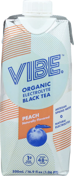 VIBE X: Ready to Drink Organic Electrolyte Black Tea Peach, 16.9 fl oz