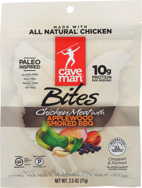 CAVEMAN FOODS: Bites Chicken Meat With Applewood Smoked 2.5 Oz