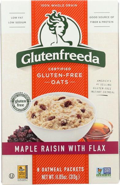 GLUTENFREEDA: Instant Oatmeal Maple Raisin with Flax, 11.05 oz