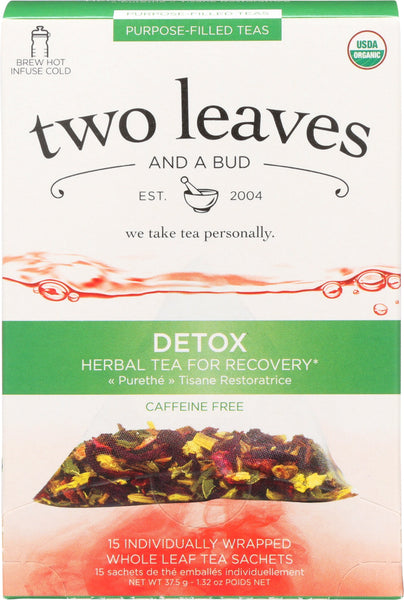 TWO LEAVES & A BUD: Organic Detox Herbal Tea for Recovery, 15 bg