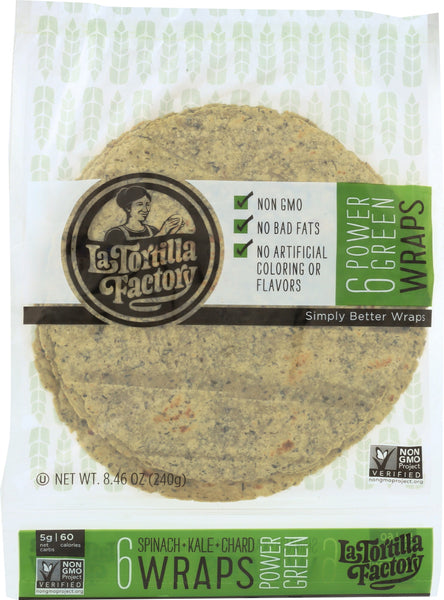 LA TORTILLA FACTORY: Power Green Tortilla Wraps, 8.46 oz