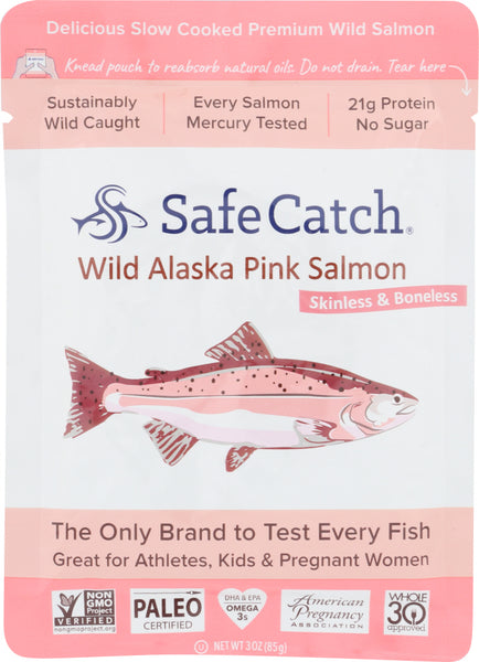 SAFECATCH: Wild Alaska Pink Salmon Single Serve Pouch, 3 oz