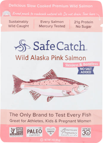 SAFECATCH: Wild Alaska Pink Salmon No Salt Added, 3 oz