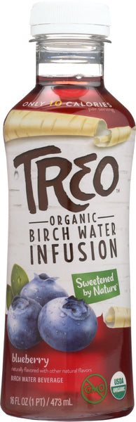 TREO: Organic Birch Water Infusion Blueberry, 16 oz