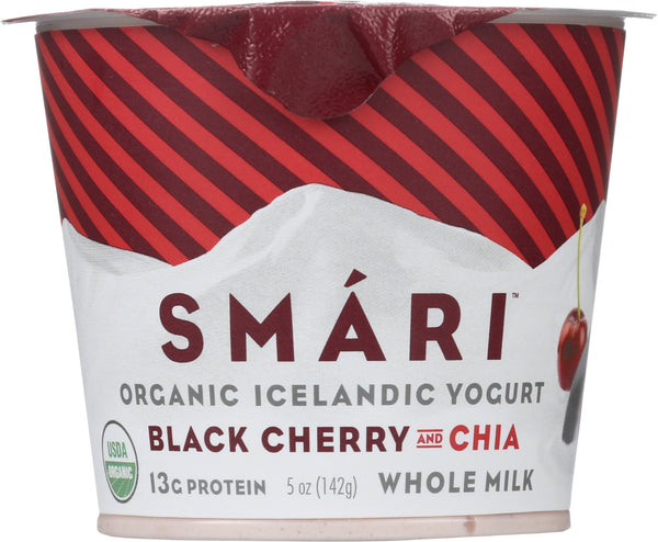 SMARI: Organic Icelandic Yogurt Black Cherry and Chia, 5 oz